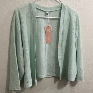 Mint Green Eyelet Women's Sweater